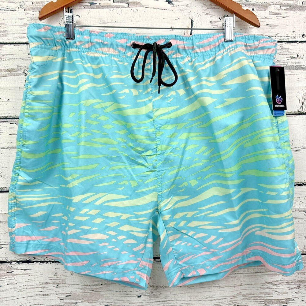 Burnside Swim Trunks Shorts 🆕 Elastic Waist Men's Drawstrings [Size‎ XXL] New